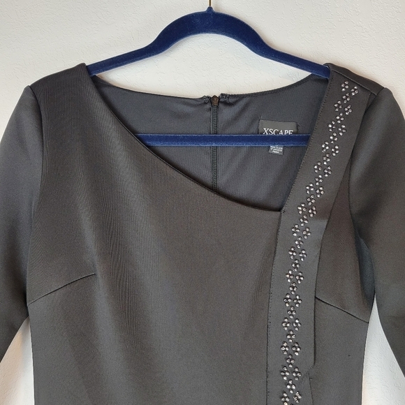 NWT Xscape Women's Ruched Off-The-Shoulder Gown in Gunmetal Black - Picture 4 of 14